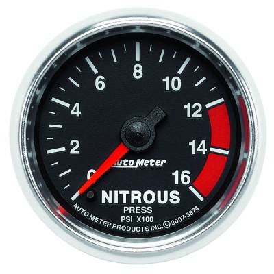 AutoMeter GAUGE, NITROUS PRESSURE, 2 1/16" , 1600PSI, DIGITAL STEPPER MOTOR, GS 3874