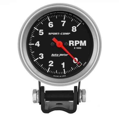 AutoMeter GAUGE, TACHOMETER, 2 5/8" , 8K RPM, PEDESTAL, SPORT-COMP 3708
