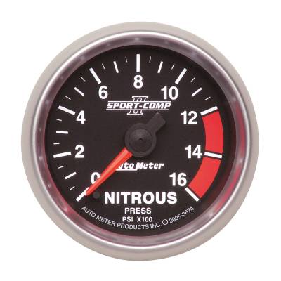 AutoMeter GAUGE, NITROUS PRESS, 2 1/16in, 1600PSI, DIGITAL STEPPER MOTOR, SPORT-COMP II 3674