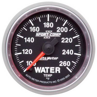 AutoMeter GAUGE, WATER TEMP, 2 1/16in, 100-260deg F, DIGITAL STEPPER MOTOR, SPORT-COMP II 3655