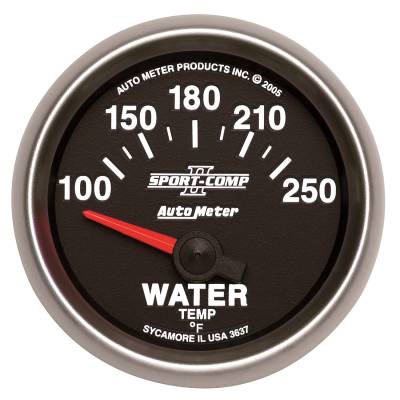 AutoMeter GAUGE, WATER TEMP, 2 1/16" , 100-250 Degrees F, ELECTRIC, SPORT-COMP II 3637