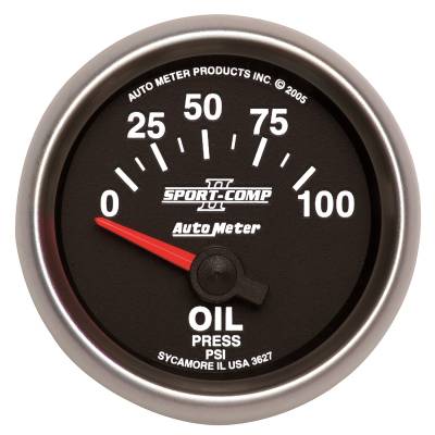 AutoMeter GAUGE, OIL PRESSURE, 2 1/16" , 100PSI, ELECTRIC, SPORT-COMP II 3627