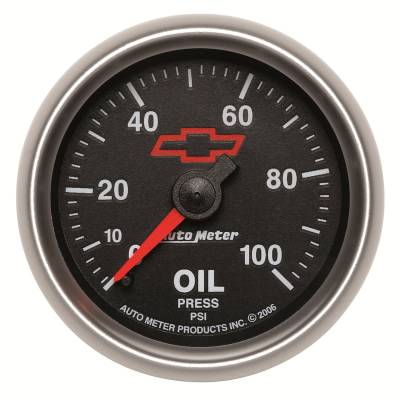 AutoMeter GAUGE, OIL PRESSURE, 2 1/16" , 100PSI, MECHANICAL, GM BOWTIE BLACK 3621-00406