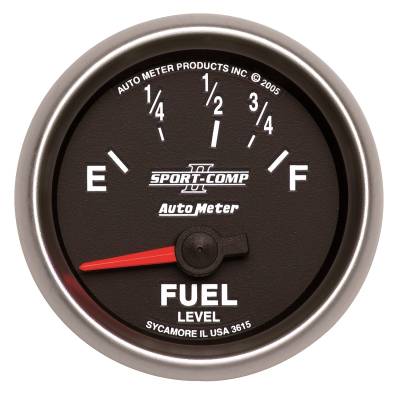 AutoMeter GAUGE, FUEL LEVEL, 2 1/16" , 73OE TO 10OF, ELEC, SPORT-COMP II 3615