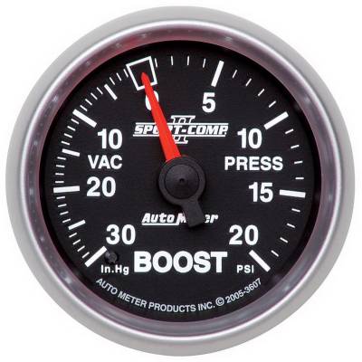 AutoMeter GAUGE, VAC/BOOST, 2 1/16" , 30INHG-20PSI, MECHANICAL, SPORT-COMP II 3607