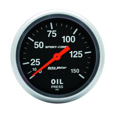 AutoMeter GAUGE, OIL PRESSURE, 2 5/8" , 150PSI, MECHANICAL, SPORT-COMP 3423