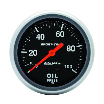 AutoMeter GAUGE, OIL PRESSURE, 2 5/8" , 100PSI, MECHANICAL, SPORT-COMP 3421