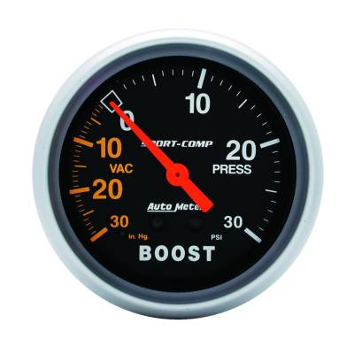 AutoMeter GAUGE, VAC/BOOST, 2 5/8" , 30INHG-30PSI, MECHANICAL, SPORT-COMP 3403