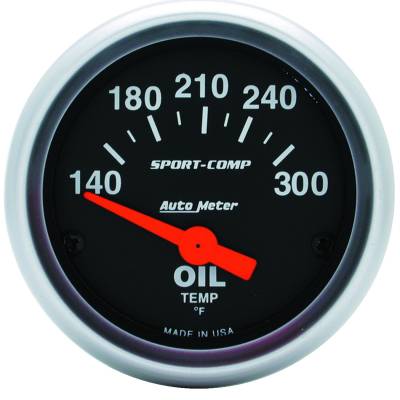 AutoMeter GAUGE, OIL TEMP, 2 1/16" , 140-300 Degrees F, ELECTRIC, SPORT-COMP 3348