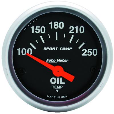 AutoMeter GAUGE, OIL TEMP, 2 1/16" , 100-250 Degrees F, ELECTRIC, SPORT-COMP 3347