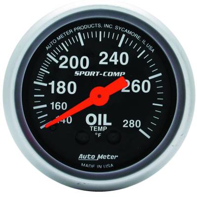 AutoMeter GAUGE, OIL TEMP, 2 1/16" , 140-280 Degrees F, MECHANICAL, SPORT-COMP 3341