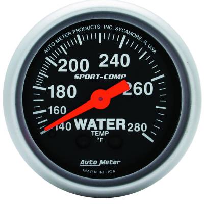 AutoMeter GAUGE, WATER TEMP, 2 1/16" , 140-280 Degrees F, MECHANICAL, SPORT-COMP 3331