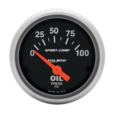 AutoMeter GAUGE, OIL PRESSURE, 2 1/16" , 100PSI, ELECTRIC, SPORT-COMP 3327