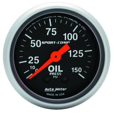 AutoMeter GAUGE, OIL PRESSURE, 2 1/16" , 150PSI, MECHANICAL, SPORT-COMP 3323