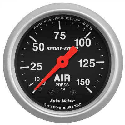AutoMeter GAUGE, AIR PRESS, 2 1/16" , 150PSI, MECHANICAL, SPORT-COMP 3320