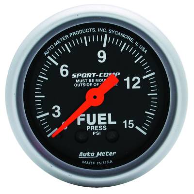 AutoMeter GAUGE, FUEL PRESSURE, 2 1/16" , 15PSI, MECHANICAL, SPORT-COMP 3311
