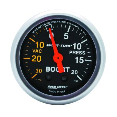 AutoMeter GAUGE, VAC/BOOST, 2 1/16" , 30INHG-20PSI, MECHANICAL, SPORT-COMP 3301