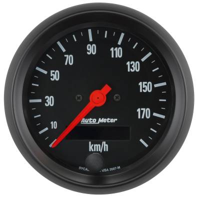 AutoMeter GAUGE, SPEEDOMETER, 3 3/8" , 190KM/H, ELEC. PROG. W/ LCD ODO, Z-SERIES 2687-M