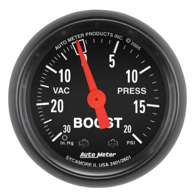 AutoMeter GAUGE, VAC/BOOST, 2 1/16" , 30INHG-20PSI, MECHANICAL, Z-SERIES 2601