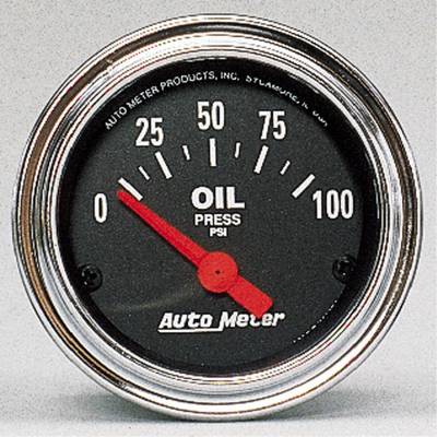 AutoMeter GAUGE, OIL PRESSURE, 2 1/16" , 100PSI, ELECTRIC, TRADITIONAL CHROME 2522