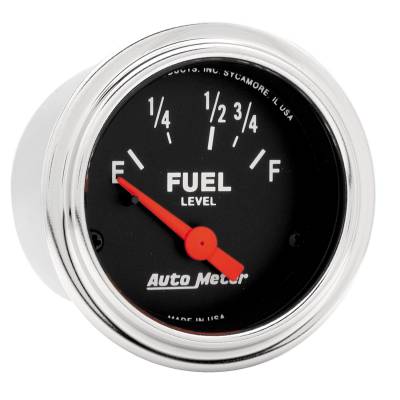 AutoMeter GAUGE, FUEL LEVEL, 2 1/16" , 73OE TO 10OF, ELEC, TRADITIONAL CHROME 2515