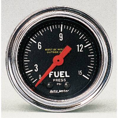 AutoMeter GAUGE, FUEL PRESSURE, 2 1/16" , 15PSI, MECHANICAL, TRADITIONAL CHROME 2411