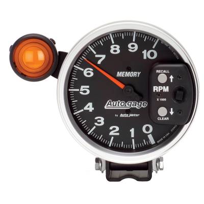 AutoMeter GAUGE, TACH, 5" , 10K RPM, PEDESTAL W/ EXT. SHIFT-LITE & MEM, BLACK, AUTO GAGE 233906