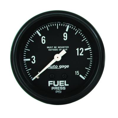 AutoMeter GAUGE, FUEL PRESSURE, 2 5/8" 0-15PSI, MECHANICAL, BLACK, AUTOGAGE 2311