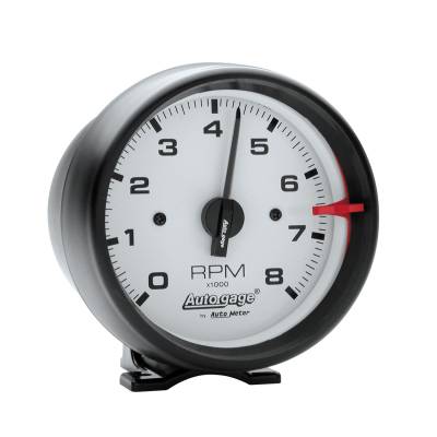 AutoMeter GAUGE, TACH, 3 3/4" , 8K RPM, PEDESTAL, WHT DIAL BLK CASE, AUTOGAGE 2303