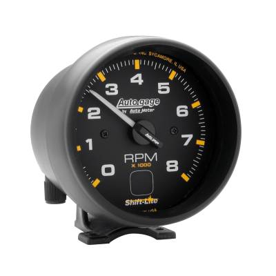 AutoMeter GAUGE, TACH, 3 3/4" , 8K RPM, PEDESTAL W/ SHIFT LIGHT, BLK DIAL BLK CASE, AG 2302