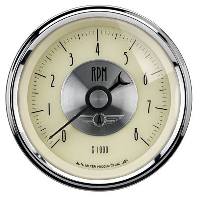 AutoMeter GAUGE, TACHOMETER, 3 3/8" , 8K RPM, IN-DASH, PRESTIGE ANTQ. IVORY 2097