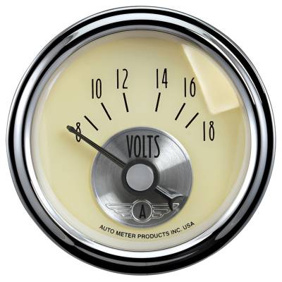 AutoMeter GAUGE, VOLTMETER, 2 1/16" , 18V, ELEC, PRESTIGE ANTQ. IVORY 2092