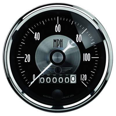 AutoMeter GAUGE, SPEEDO, 3 3/8" , 120MPH, ELEC. PROGRAM W/WHEEL ODO, PRESTIGE BLK. DIAMOND 2088