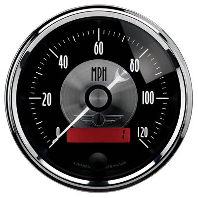 AutoMeter GAUGE, SPEEDO, 3 3/8" , 120MPH, ELEC. PROGRAM W/LCD ODO, PRESTIGE BLK. DIAMOND 2086