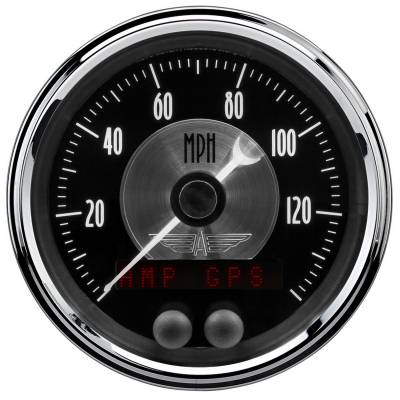 AutoMeter GAUGE, SPEEDOMETER, 3 3/8" , 140 MPH, GPS, PRESTIGE BLK. DIAMOND 2080