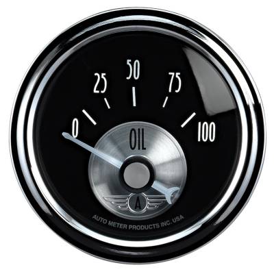 AutoMeter GAUGE, OIL PRESS, 2 1/16" , 100PSI, ELEC, PRESTIGE BLK. DIAMOND 2028