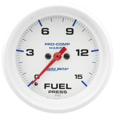 AutoMeter GAUGE, FUEL PRESSURE, 2 5/8" , 15PSI, DIGITAL STEPPER MOTOR, MARINE WHITE 200849