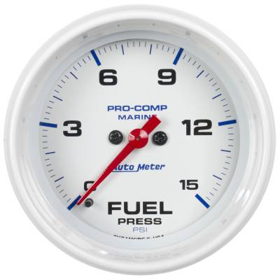 AutoMeter GAUGE, FUEL PRESSURE, 2 1/16" , 15PSI, DIGITAL STEPPER MOTOR, MARINE WHITE 200848