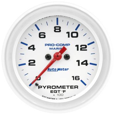 AutoMeter GAUGE, PYROMETER, 2 5/8" , 0-1,600 Degrees F, MARINE WHITE 200844