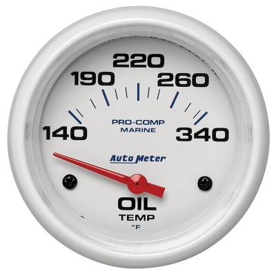 AutoMeter GAUGE, OIL TEMP, 2 5/8" , 140-300 Degrees F, ELECTRIC, MARINE WHITE 200765