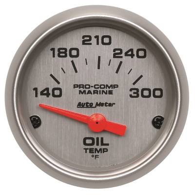 AutoMeter GAUGE, OIL TEMP, 2 1/16" , 140-300 Degrees F, ELECTRIC, MARINE SILVER 200764-33
