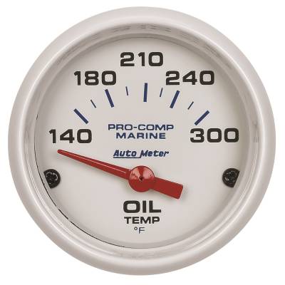 AutoMeter GAUGE, OIL TEMP, 2 1/16" , 140-300 Degrees F, ELECTRIC, MARINE WHITE 200764