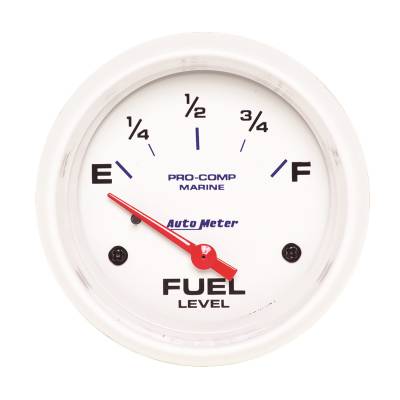 AutoMeter GAUGE, FUEL LEVEL, 2 5/8" , 240OE TO 33OF, ELEC, MARINE WHITE 200761