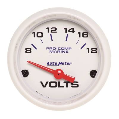 AutoMeter GAUGE, VOLTMETER, 2 1/16" , 18V, ELECTRIC, MARINE WHITE 200756