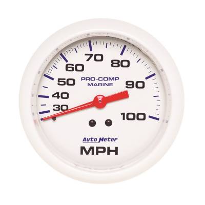 AutoMeter GAUGE, SPEEDOMETER, 3 3/8" , 100MPH, MECHANICAL, MARINE WHITE 200754