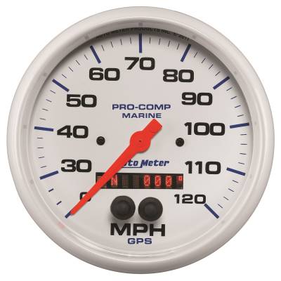 AutoMeter GAUGE, SPEEDOMETER, 5" , 120MPH, GPS, MARINE WHITE 200646