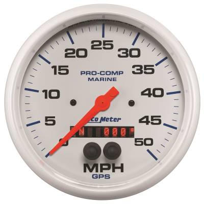 AutoMeter GAUGE, SPEEDOMETER, 5" , 50MPH, GPS, MARINE WHITE 200644