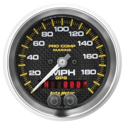 AutoMeter GAUGE, SPEEDOMETER, 3 3/8" , 200MPH, GPS, MARINE CARBON FIBER 200639-40