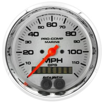 AutoMeter GAUGE, SPEEDOMETER, 3 3/8" , 120MPH, GPS, MARINE CHROME 200637-35