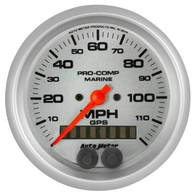 AutoMeter GAUGE, SPEEDOMETER, 3 3/8" , 120MPH, GPS, MARINE SILVER 200637-33